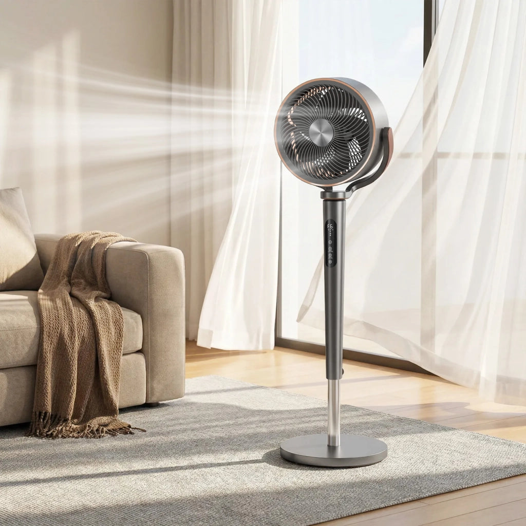 Ventilatore da pavimento silenzioso 20 dB ¨C zephmum ¨C oscillazione automatica 70¡ã+90¡ã, 12 velocit¨¤, luce LED, timer 12H
