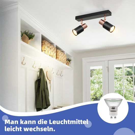 ZMH Faretto da soffitto nero GU10-2 Lampada da cucina a fiamma orientabile a 355° moderna industriale