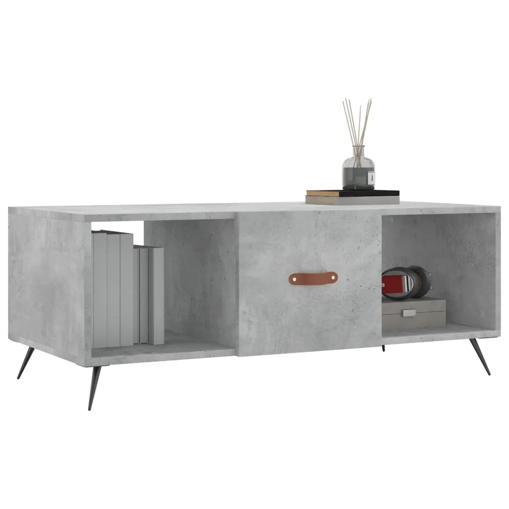 Tavolino Salotto Grigio Cemento 102x50x40 cm Legno Multistrato 829272