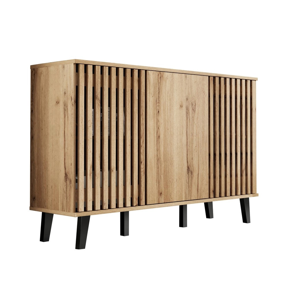 Credenza Laterale ¨C MINIMAL ¨C Bianco, Legno, 3 Ante, Ripiani, 150x40x95 cm