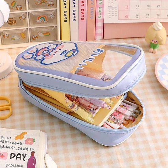 Penne per bambine con confezione trasparente di grande capacità - Scatola per scolaresche per ragazze adolescenti .