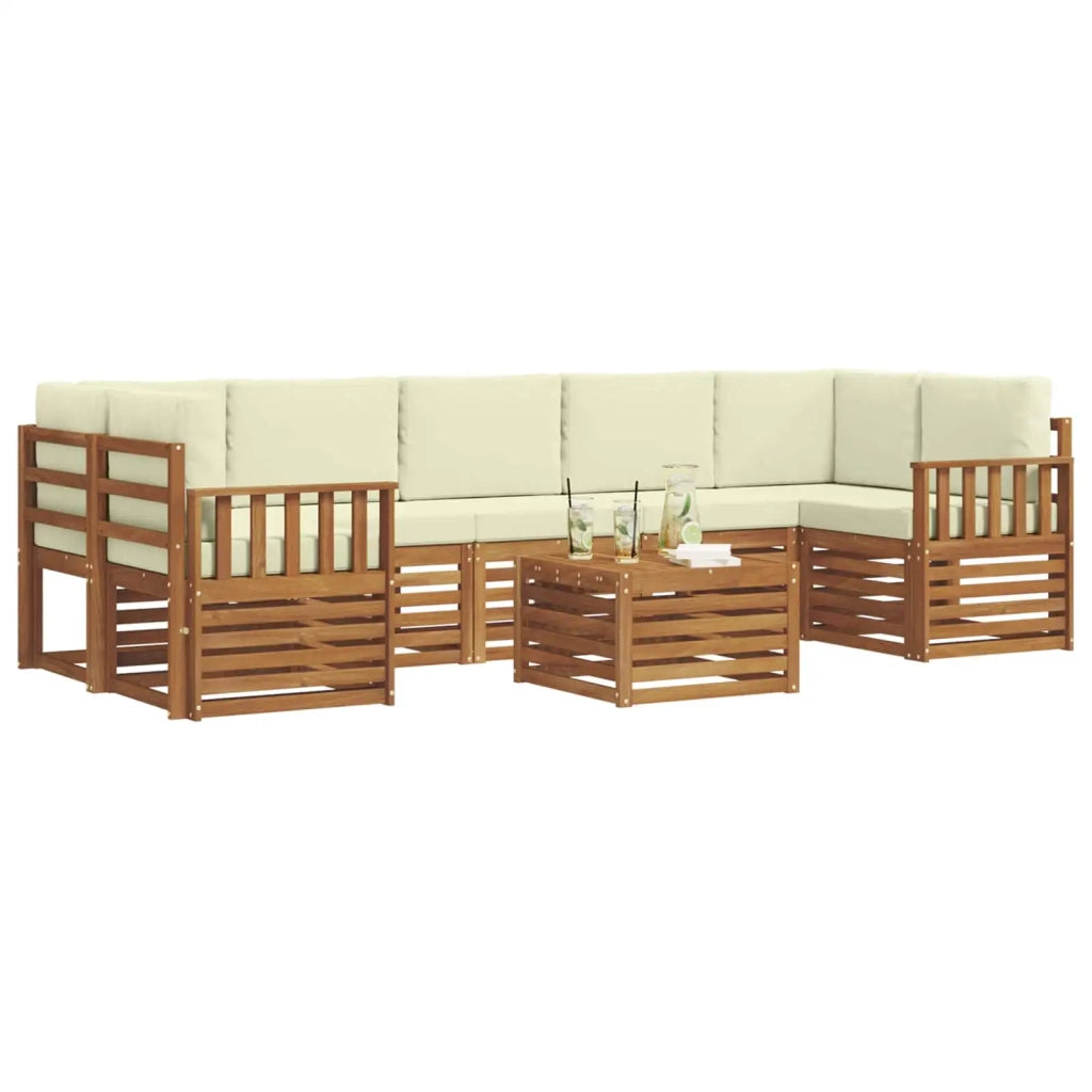 Set di divani da esterno con cuscino 8 pcs Naturale e Crema 3374520