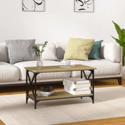 Tavolino Rovere Sonoma 80x45x45 cm in Legno Multistrato e Ferro 823323