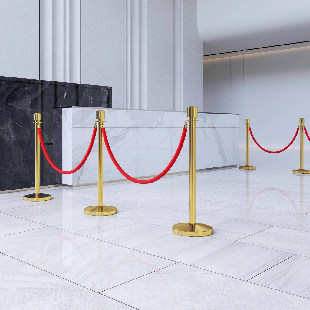 Colonnine Segnapercorso con Corda Vellutata Base Riempibile in Acciaio Inox Ø32x96 cm Oro