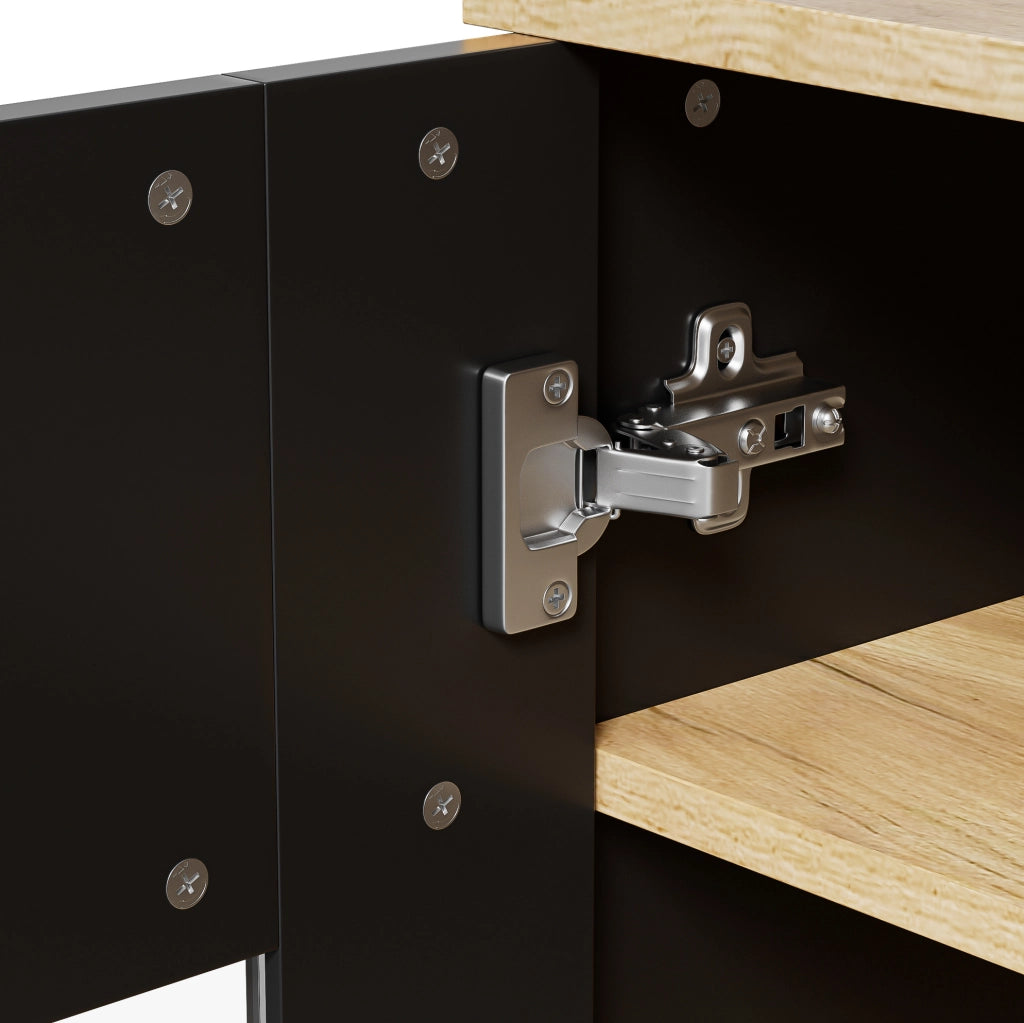 Mobile contenitore moderno 80x40x146 cm in truciolare con LED 16 colori; nero e naturale