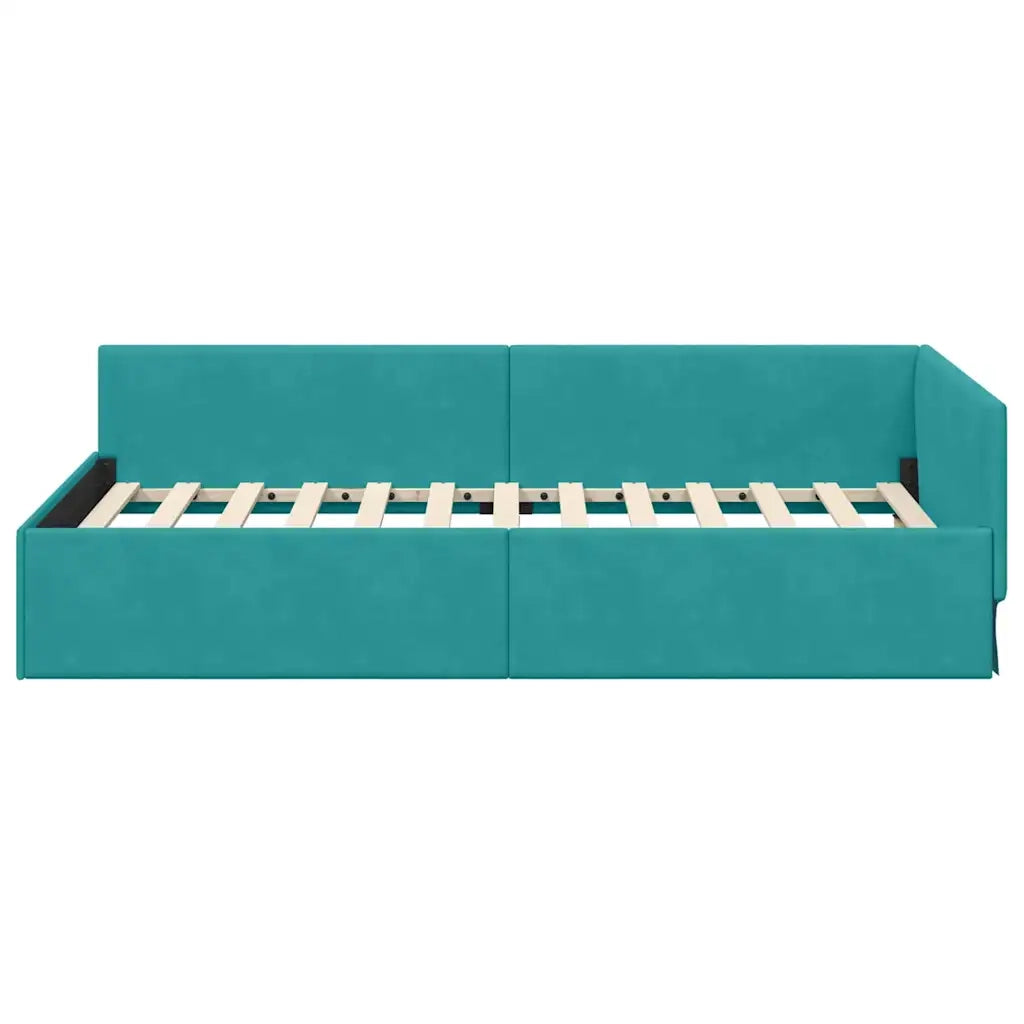 Cornice del letto ad angolo Turchese 80 cm x 200 cm Velluto 42016069