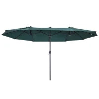 Ombrellone da Giardino Doppio con Apertura a Manovella, in Acciaio e Poliestere, 455x265x238cm, Verde Scuro