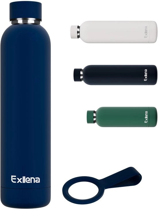 Bottiglia in acciaio inossidabile per bevande 750ml, mantiene bevande fresche per 24 ore/12 ore calde, termos 750ml 100% libera da leganti, ideale per ufficio, scuola, palestra... (blu scuro)