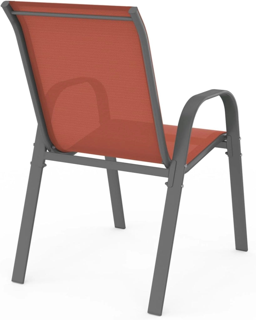 Set di 6 sedie da giardino impilabili LYMA in metallo e textilene terracotta