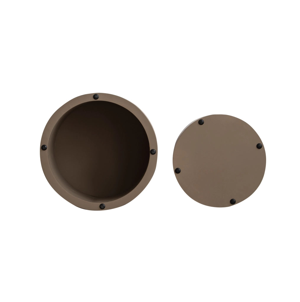 Set di 2 tavolini nesting 55x55x46 cm; design rustico; in legno e MDF; marrone scuro
