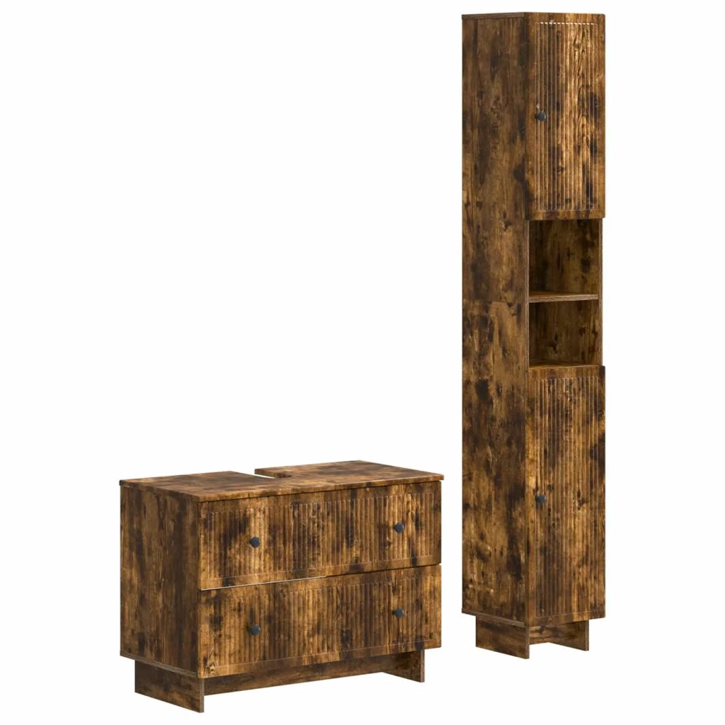 Set di Armadi da Bagno da 2 Pezzi EDE Rovere Fumo 3417500