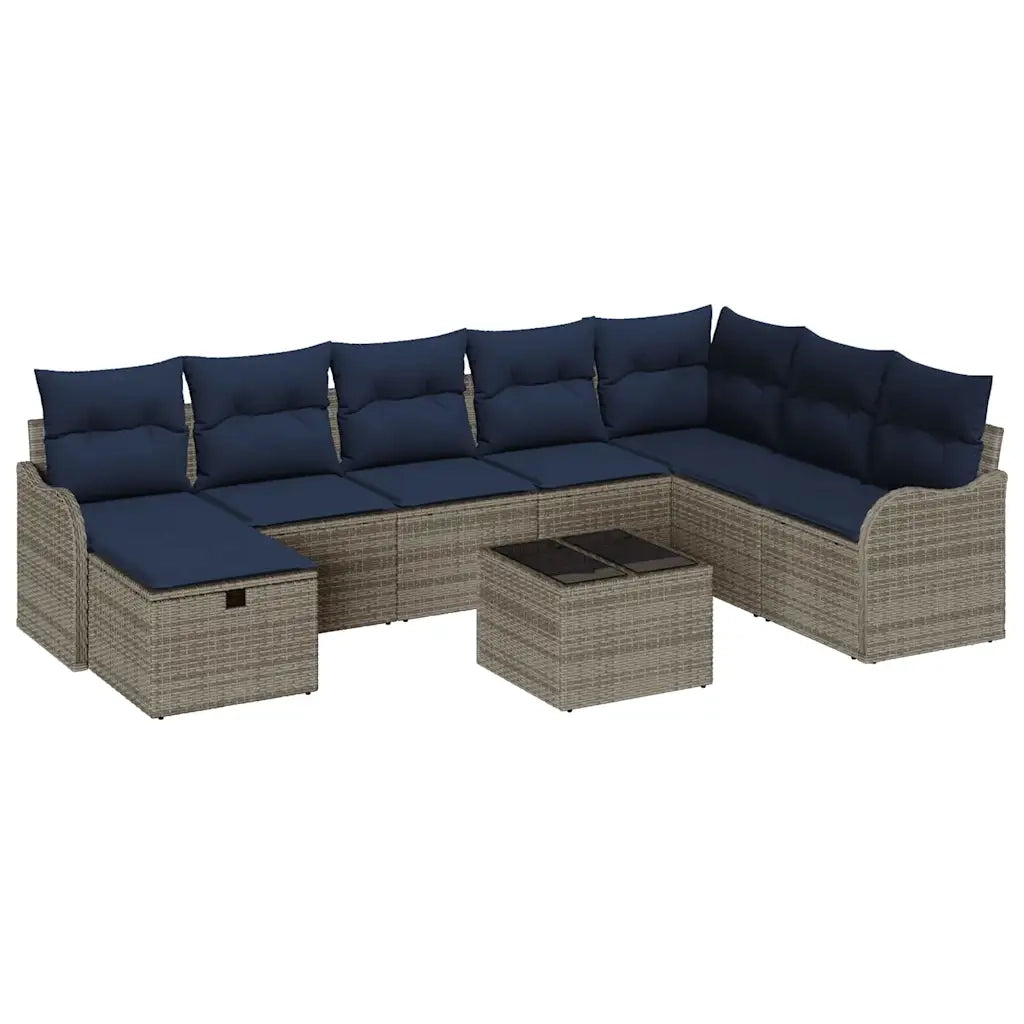 Set di divani 9 pz 8-Numero di posti Grigio e Blu Navy 3359044