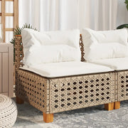 Divano Giardino Senza Braccioli con Cuscini-Sofa da Giardino-Divanetto da esterno Beige in Polyrattan 203601