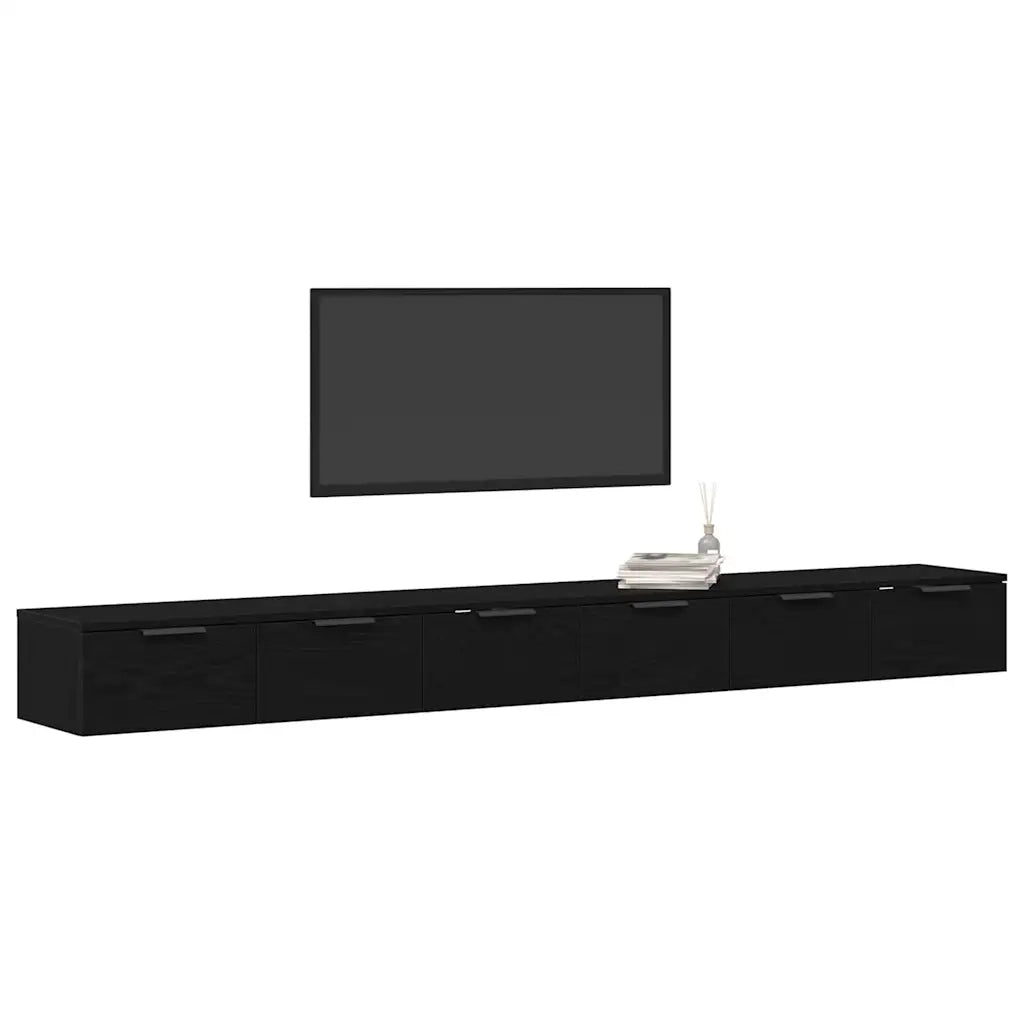 Armadietto a Muro | Mobile a muro con cassetto 2 pz Rovere Nero 102 x 30 x 20 cm