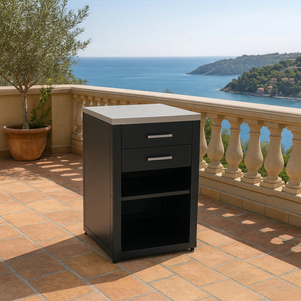 Modulo cassettiera con 2 cassetti e mensola centrale – Sistema Cucina Outdoor Componibile 60,7x60,7 h.94cm