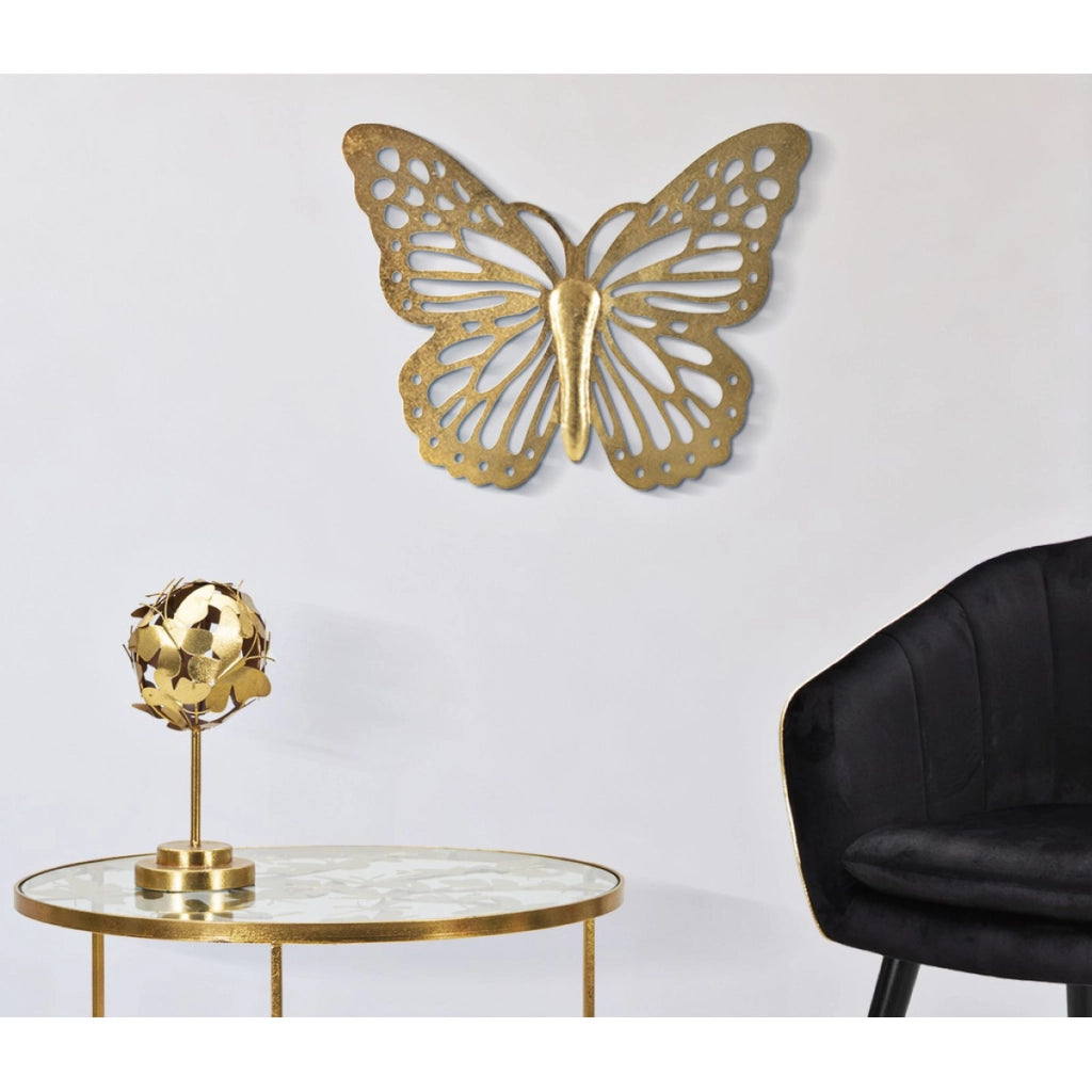 Decorazione in Metallo 3D Farfalla, Oro, Metallo, 43x2x35 cm