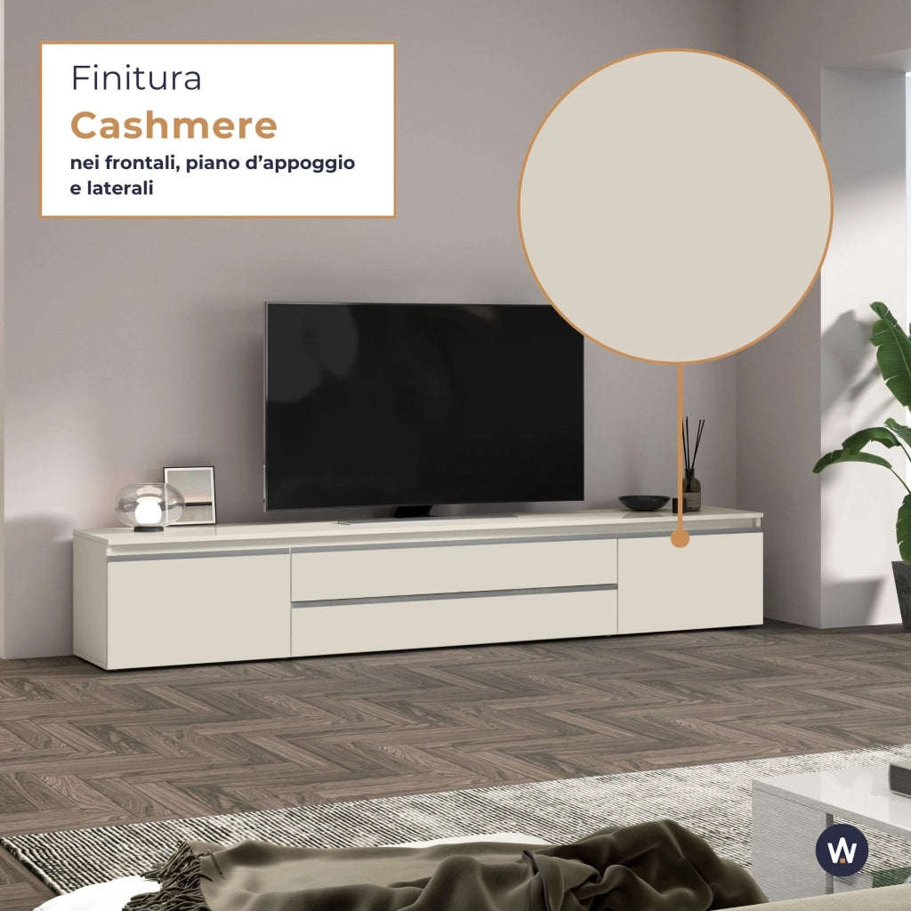 WHOUS Mobile porta tv Magic 2 ante e 2 cassetti centrali cashmere 240x40x40 cm