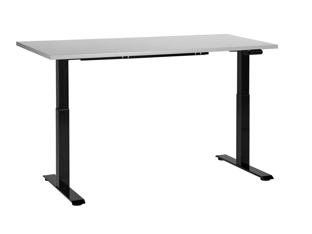 Scrivania regolabile in altezza elettricamente grigio e nero 160 x 72 cm Struttura in acciaio verniciato a polvere