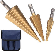 Set di Trapani a 3 stadi HSS - Metallo, Legno e Plastica - Diversi Diametri