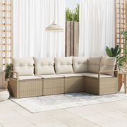 Set giardino  a 5 pezzi con cuscini beige in polyrattan