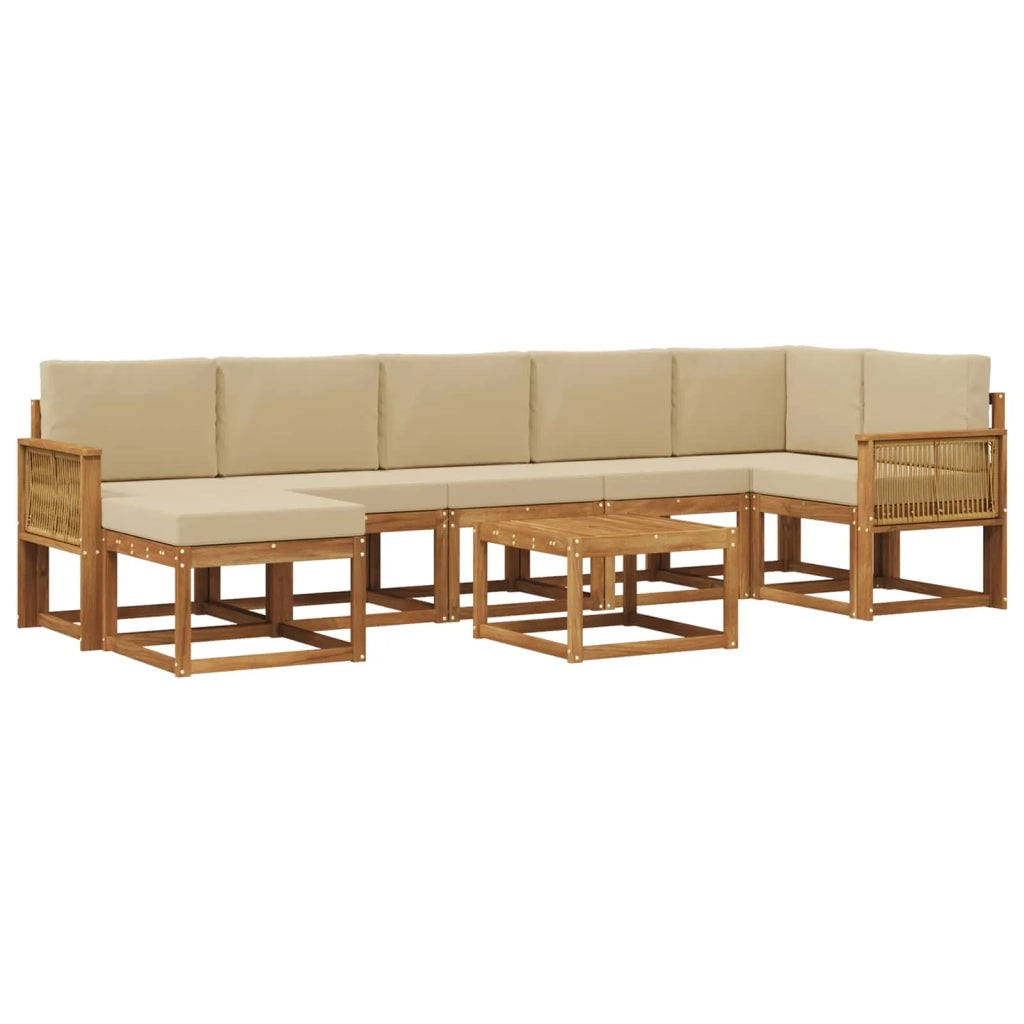 Set di divani da esterno 8 pz Naturale e Beige Poliestere 3385419