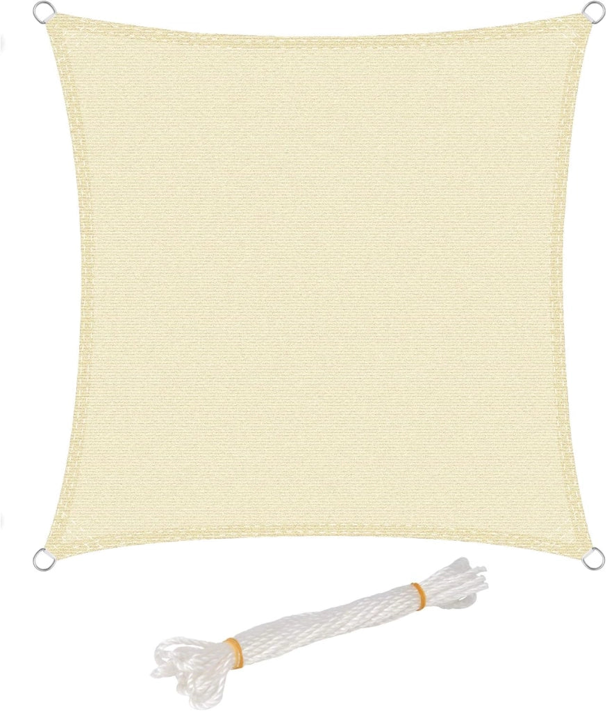 Vela ombreggiante 4x4m in HDPE 180 g/m² Traspirante Tenda a Vela Parasole Quadrato Protezione Solare Respirante Anti UV Giardino Esterni Beige