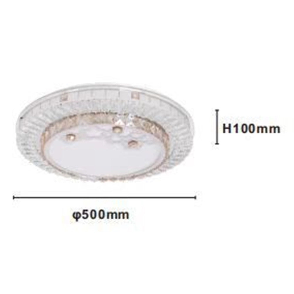 Trade Shop - Plafoniera Da Soffitto 65w ø50cm Led Design A Strati Cristalli Fiori Luce Fredda 08220 -