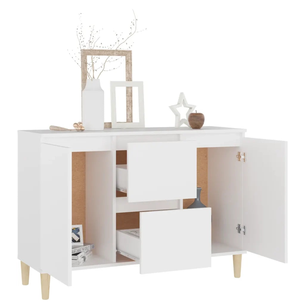 Credenza-Buffet-Armadio da cucina Bianca 101x35x70 cm in Legno Multistrato