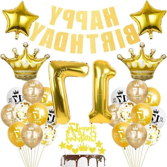 Decorazioni di Festa Decorazioni di Compleanno 17 anni palloni d'oro - 17° compleanno ragazze ragazzi - palloni 17 anni - palloni d'oro - 17° compleanno ragazzo - decorazioni di festa 17 anni - ragazze
