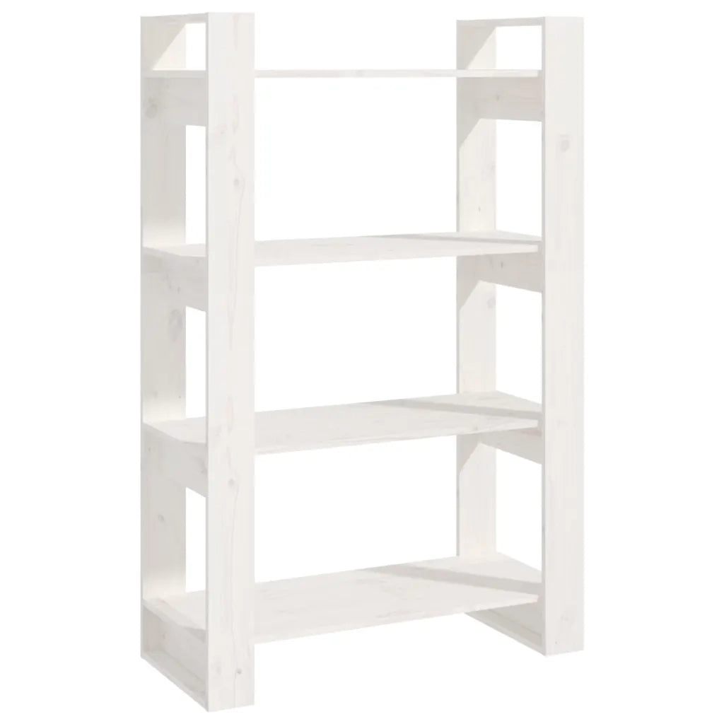 Libreria Divisorio-Scaffale per Libri-Mobile di Stoccaggio Bianco 80x35x125 cm Legno Massello di Pino