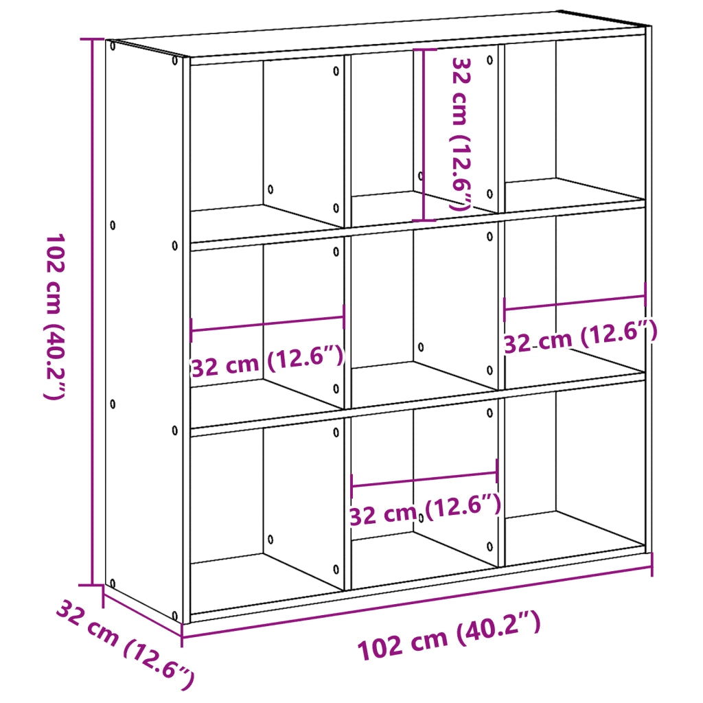 Libreria Grigio Cemento 102x32x102 cm in Legno Multistrato 852819