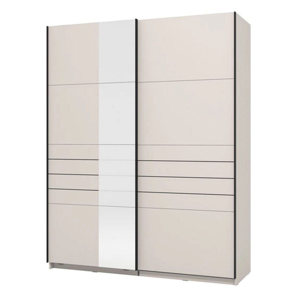 Armadio Camera da Letto Vialone, Guardaroba Grande Appendiabiti, 145.5x217.5h cm Bianco Crema