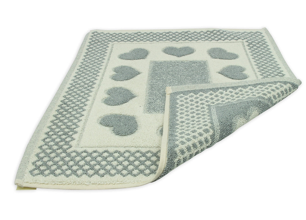 Tappeto Bagno Doccia Spugna Tappetino Assorbente Cotone Pelo Corto Mod. Love O.B - 45x60 - Grigio