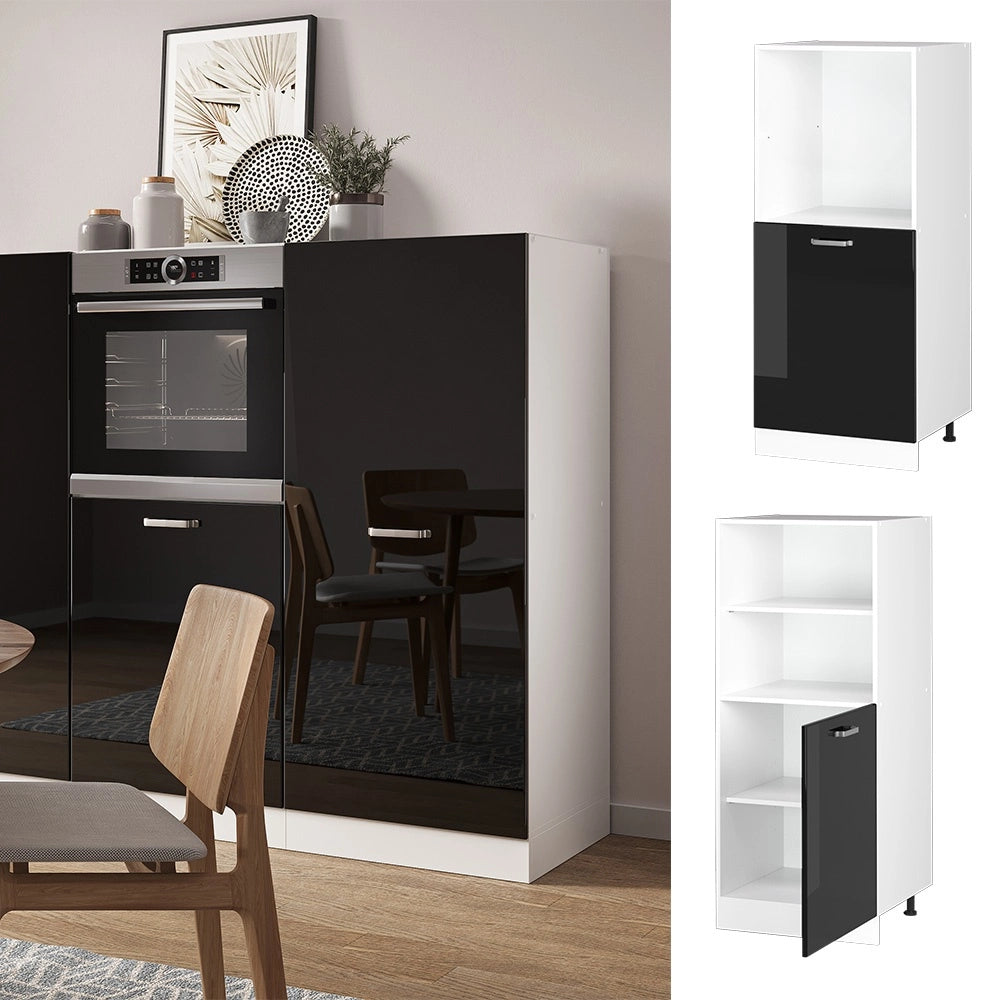 Mobile per forno da incasso R-Line Nero lucido/Bianco 60 cm Vicco