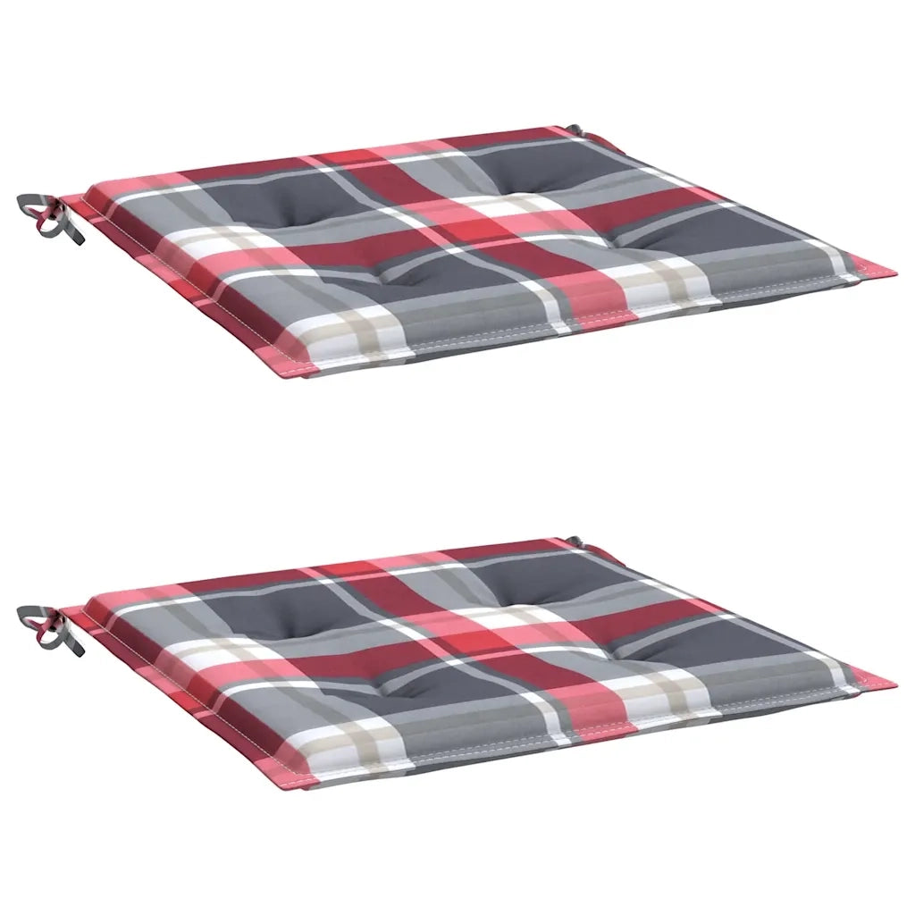Cuscini per Sedia 2 pz a Quadri Rossi 50x50x3 cm Tessuto Oxford