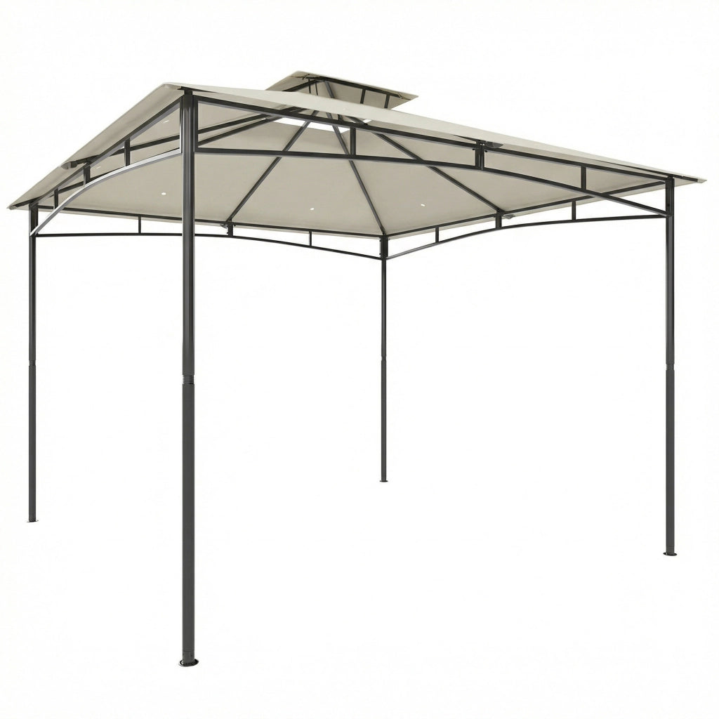 Gazebo 3x3m Ripellente per l'acqua; stabile e impermeabile per l'inverno; con telaio superiore retrattile; doppio tetto bianco crema