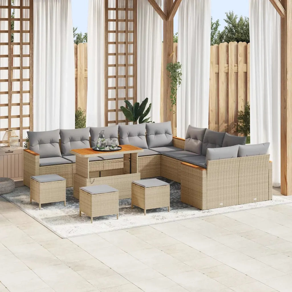Set Divano da Giardino 18 pcs Beige e Grigio Chiaro polyrattan 3365062