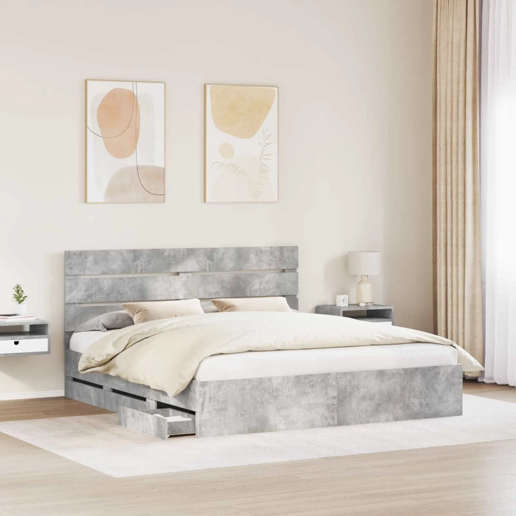 Struttura del letto con cassetto Grigio cemento 180 x 200 cm 3411815