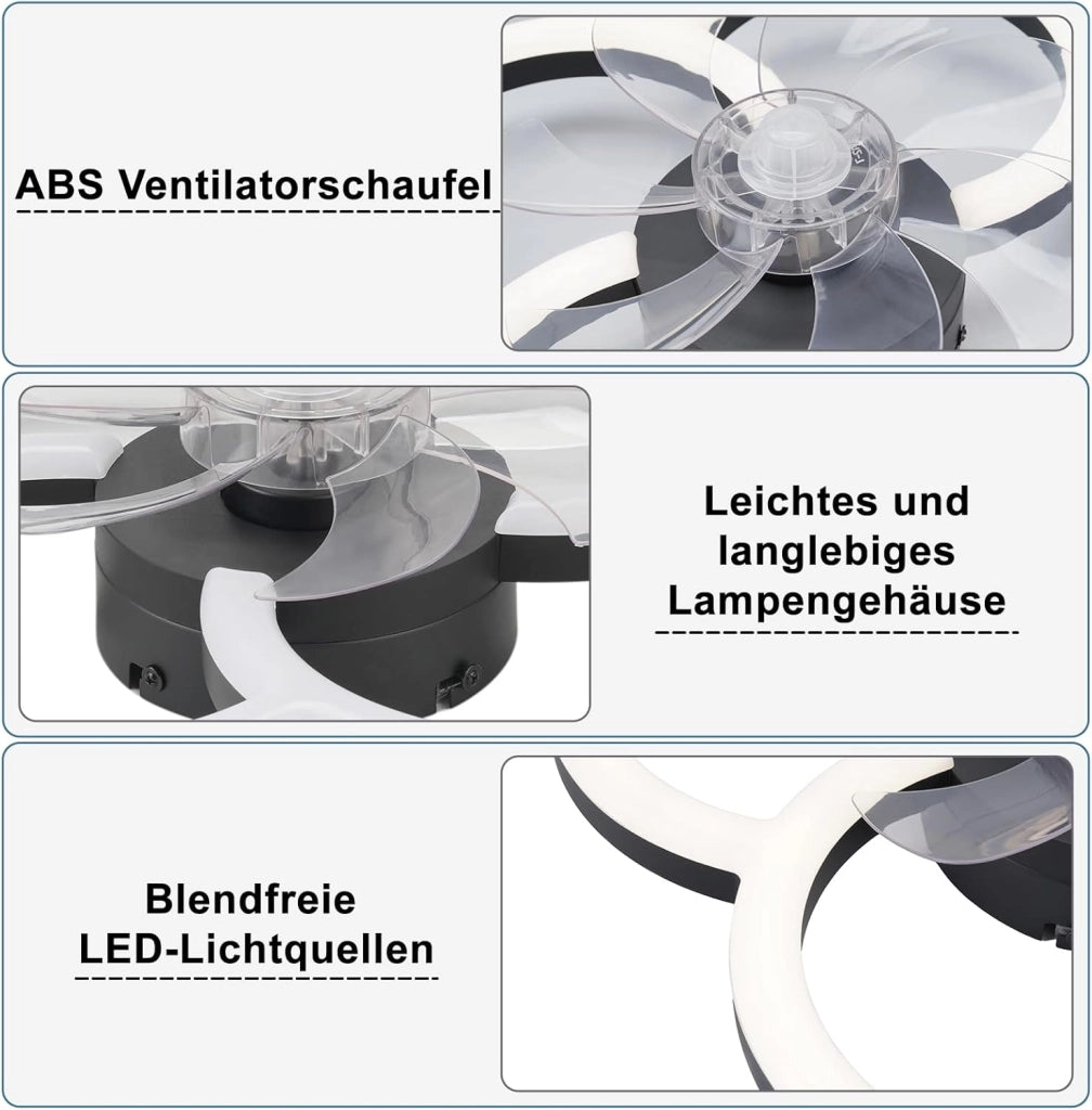 ZMH Ventilatore da soffitto con luce silenzioso a 6 velocità moderno dimmerabile per soggiorno