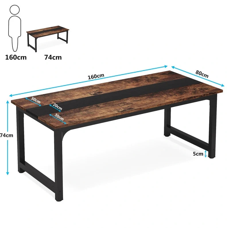 Scrivania multifunzione in legno truciolare certificato E1 160x80 cm per computer e studio