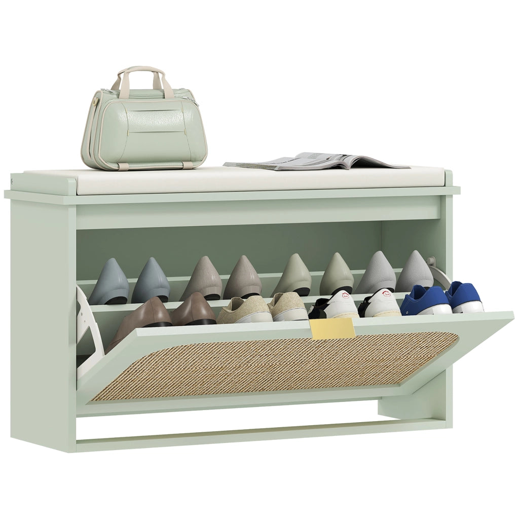 Panca con appendiabiti e scarpiera ¨C zephmum ¨C verde, rotin, 80x26x47.5cm