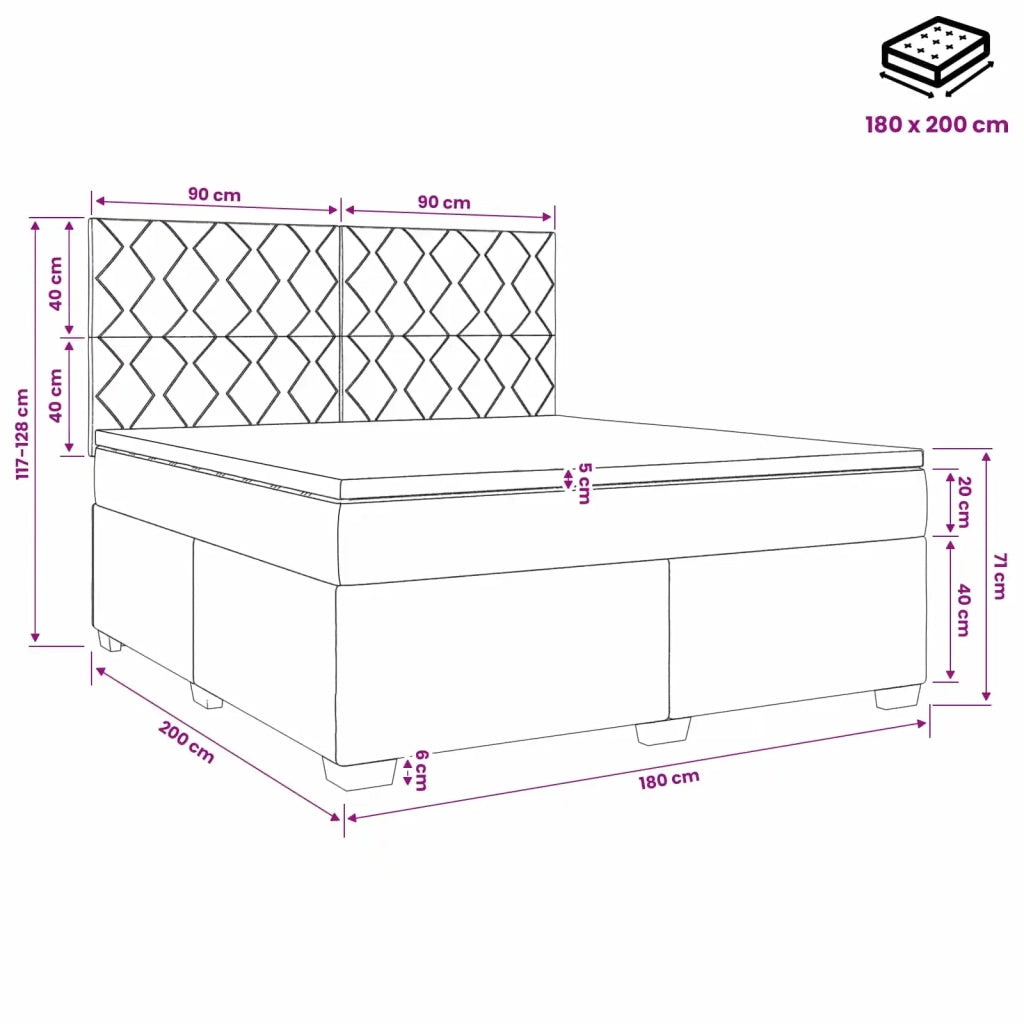 Letto box spring con materasso Blu 180 x 200 cm Velluto 3453702
