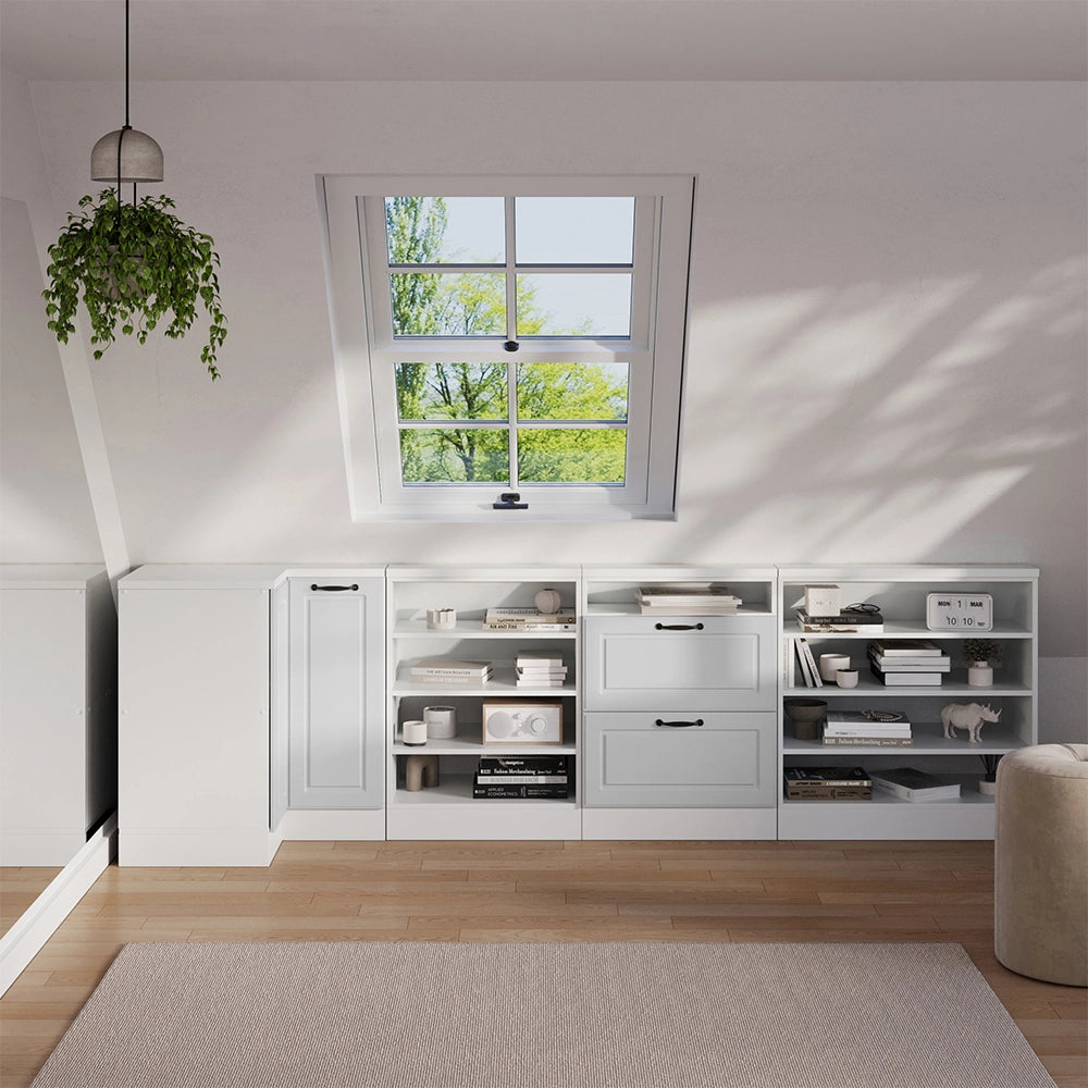 Mobile sottotetto Mobile angolare Rion Bianco rustico/Bianco 75.6 x 83.8 cm con 1 porta Vicco