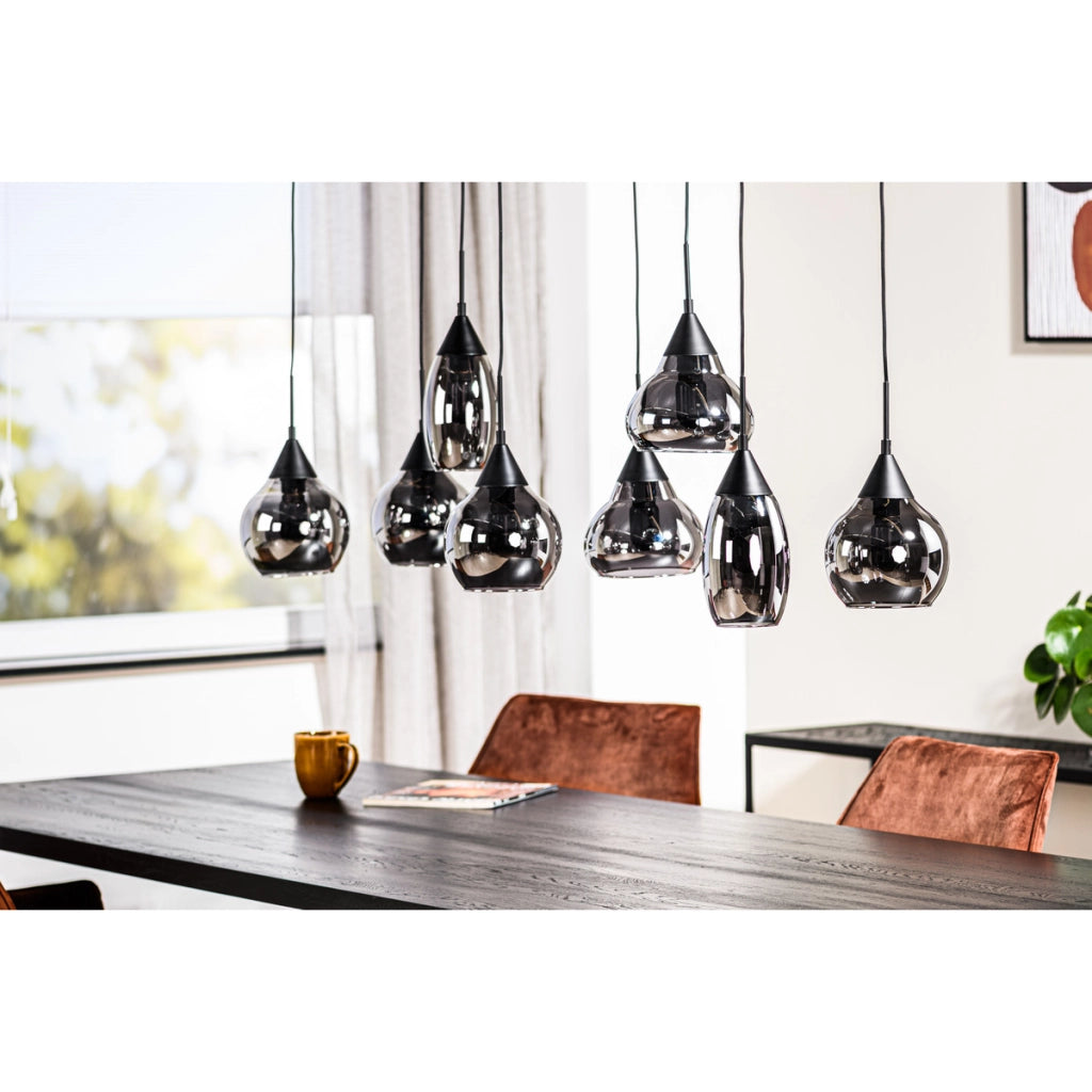 Lampadario a sospensione 8 luci H340 vetro fume'