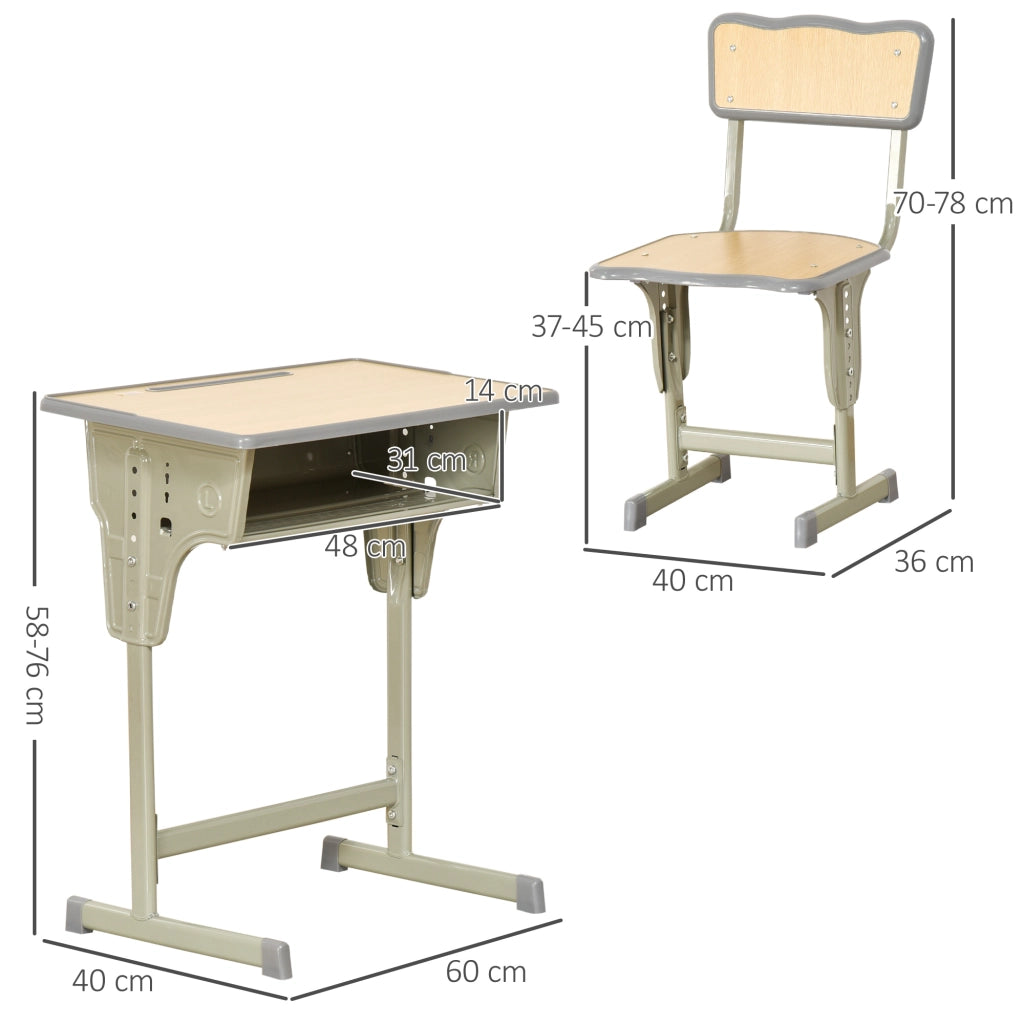 Scrivania per Bambini con Altezza Regolabile e Sedia ¨C zephmum ¨C Legno, Acciaio, MDF, 90x50x75 cm