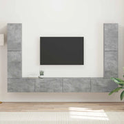 Set mobile TV 8 pcs Grigio cemento Legno multistrato