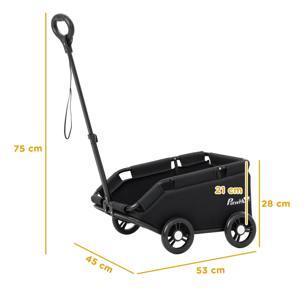 Carrello per cani pieghevole 4 ruote ¨C zephmum ¨C 53x45x28 cm nero
