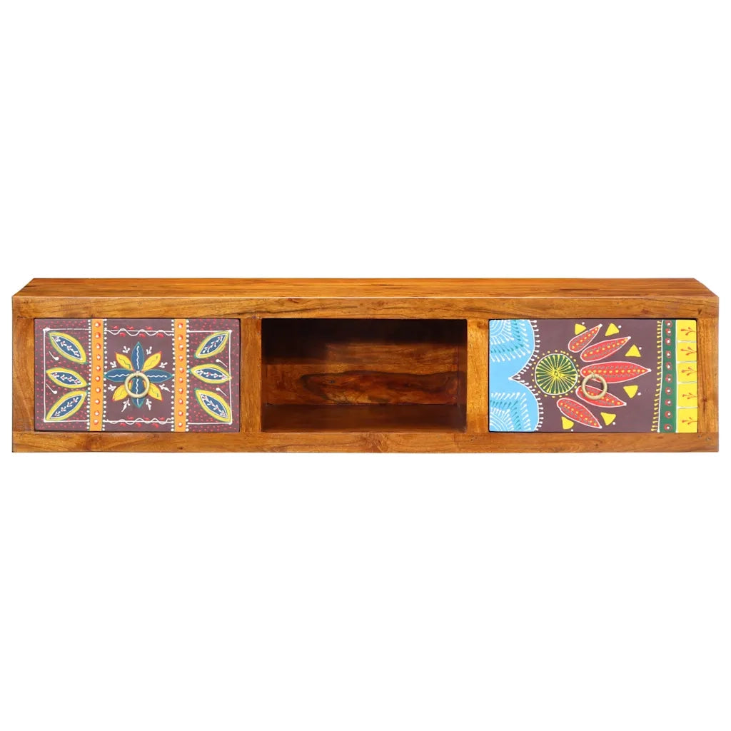 Mobile TV a Parete Multicolore 100x30x22 Legno Massello Acacia 4016506