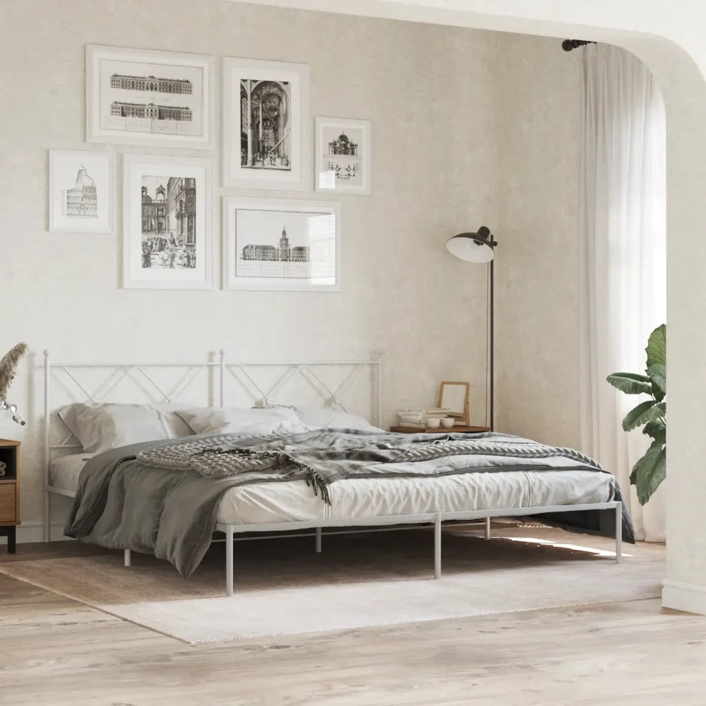 Giroletto con Testiera-Struttura Letto con testiera Metallo Bianco 183x213 cm 537200