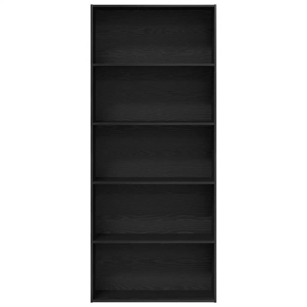 Libreria-Scaffale per Libri-Mobile di Stoccaggio Rovere Nera 80x30x189 cm in Legno Multistrato